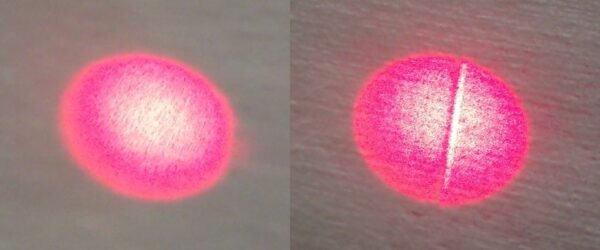 Figure 11. Example of normal beam spot and beam showing lateral shift.